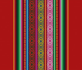 Blanket stripes seamless vector pattern. Background with ethnic american fabric pattern with colorful stripes. Serape design - obrazy, fototapety, plakaty