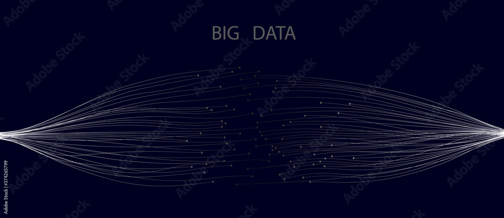 Aufkleber abstract lines with dots over dark background. connecting or big data concept
