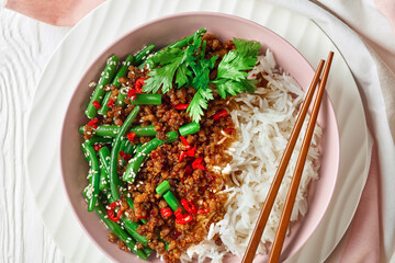 Vietnamese style minced pork green beans and rice