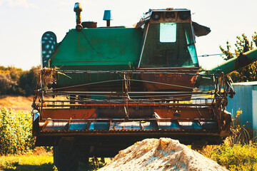 combine harvester working on a field
