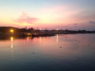 Beautiful sunset over the river. Shot from Kochi India