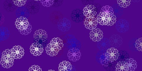 Light purple vector doodle texture with flowers.