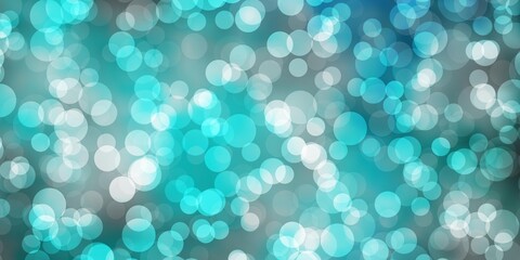 Light BLUE vector backdrop with circles. Glitter abstract illustration with colorful drops. Pattern for wallpapers, curtains.