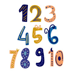 hand- drawn number vector illustration. Perfect for apparel,fabric, textile, nursery, decoration,wrapping paper.