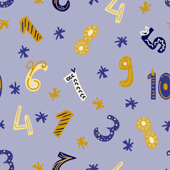 seamless childish hand- drawn number pattern. Perfect for apparel,fabric, textile, nursery, decoration,wrapping paper.