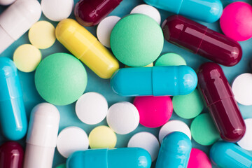 colored vitamin close up.