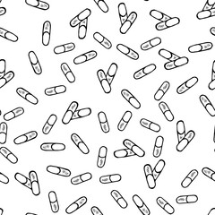 Medicine bottles, capsule, doodle, seamless 4