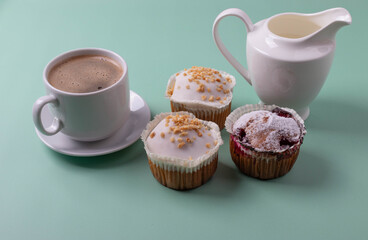 sweet delicious treats and espresso in a cup 