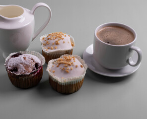 sweet delicious treats and espresso in a cup 