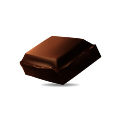 Single square chocolate bar on white background