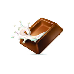 Milk splashing chocolate bar with chocolate