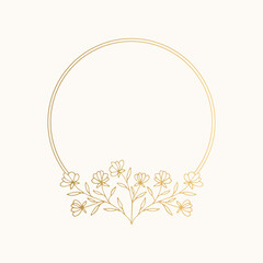 Summer round frames with plants. Vector isolated illustration.