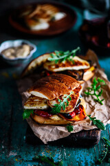 vegetable burgers with halloumi cheese...selective focus