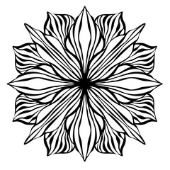 Modern isolated black and white illustration design of lined flower