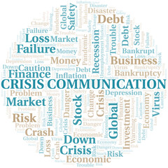 Crisis Communication word cloud create with text only.