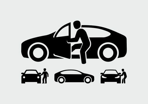 Man Opening Car Door Vector Icon 