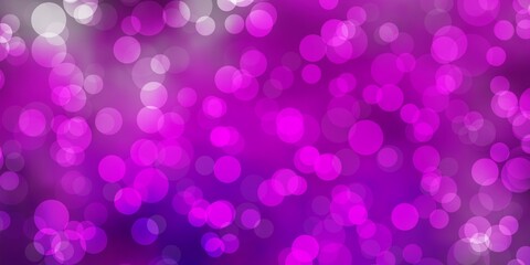 Light Purple vector background with circles. Glitter abstract illustration with colorful drops. Pattern for business ads.