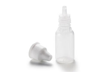 empty bottle for eye drops isolated on white background