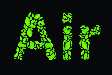  Air word written with green leaves