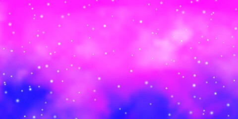 Light Pink, Blue vector background with small and big stars. Colorful illustration with abstract gradient stars. Theme for cell phones.