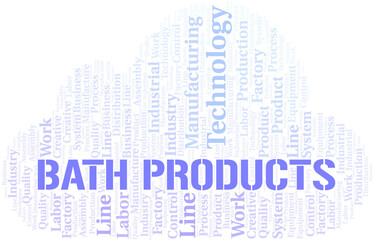Obraz premium Bath Products word cloud create with text only.