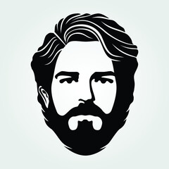 Bearded men, hipster face icon isolated. Vector illustration.	