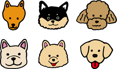 6 different dog face icons
