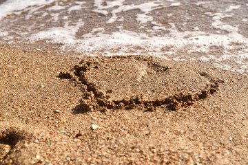 image of a heart on the sea sand