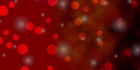 Light Red, Yellow vector backdrop with circles, stars. Abstract illustration with colorful spots, stars. Pattern for business ads.