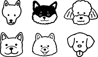 6 different dog face icons