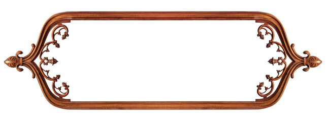 Wooden gothic frame for paintings, mirrors or photo isolated on white background. Design element...