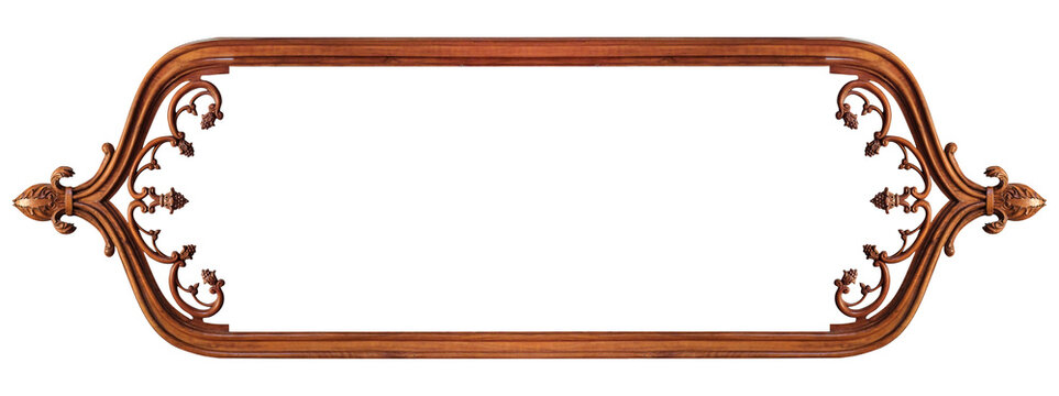 Wooden gothic frame for paintings, mirrors or photo isolated on white background. Design element with clipping path