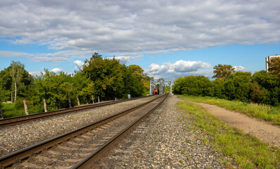 On the railway bridge is a locomotive.