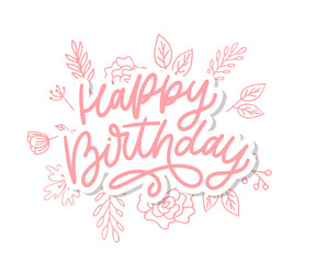 Happy Birthday letterin calligraphy brush vector typography text illustration