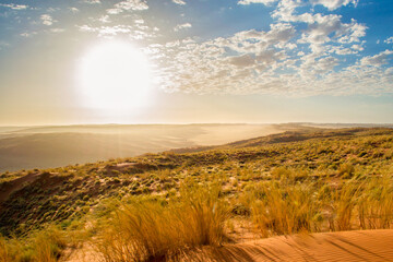 Dreamy dune landscape during sunset of the dunes in Sossusvlei, Namibia