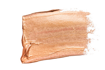 Metallic glosary brown makeup smears of creamy foundation isolated stroke