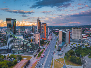 Skyscrapers of Vilnius in the evening light