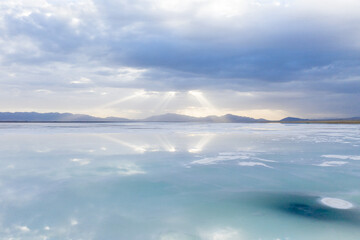 Fototapeta premium aerial view of lake lake in china 