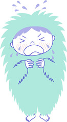 Boy crying like a monster