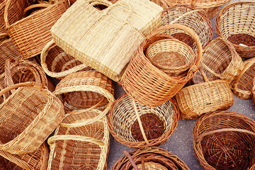 Handmade wicker basket Made from natural bamboo and rattan.