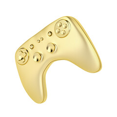 Golden gaming controller isolated on white background © magraphics