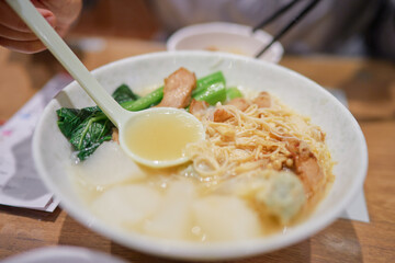 Delicios cuisine of Hongkong. Ramen soup.