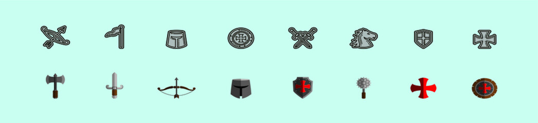 a set of various templar knight icon design templates. vector illustration