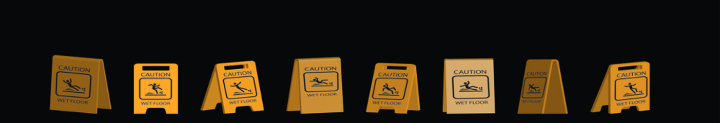 various wet floor signs. vector illustration