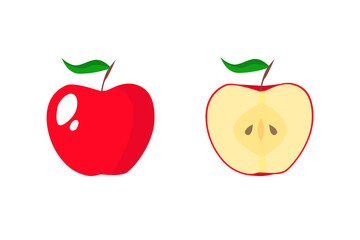 EPS 10 vector. A red apple made in simple flat style isolated on white background. Good for projects.
