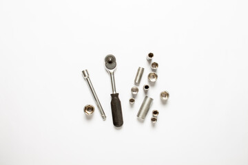 Tools on a white background. Concept. repair, car repair, service, father's day