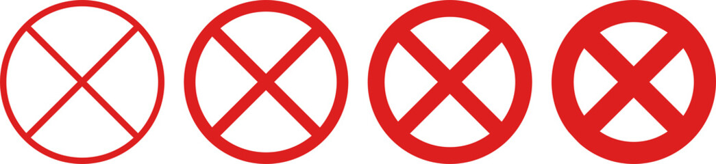Set of prohibited simple red sign icon