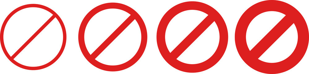 Set of prohibited simple red sign icon