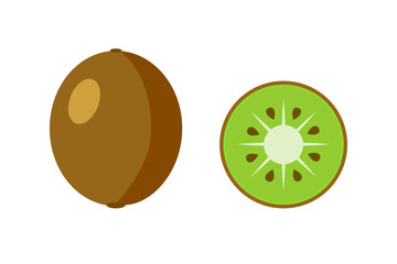 Obraz premium EPS 10 vector. A kiwi and a slice of kiwi isolated on white background. Good for projects.