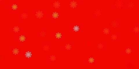 Light Orange vector doodle background with flowers.